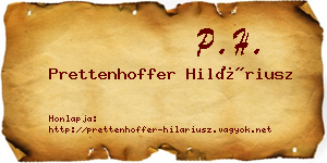 Prettenhoffer Hiláriusz névjegykártya